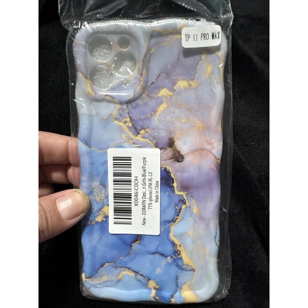 DORAFIN Designed for iPhone 11 Pro Max Case Marble Glossy Blue/Purple M68